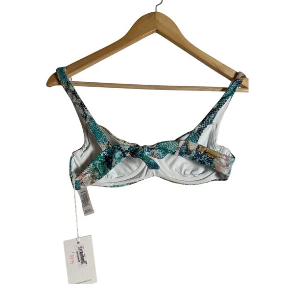 Vitamin A Demi Underwire Blue Snakeskin Bikini Swimsuit Top Size M - Picture 7 of 7